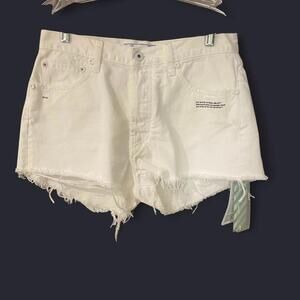 Off-White Women’s White Denim Cut-Off Shorts - Size 27